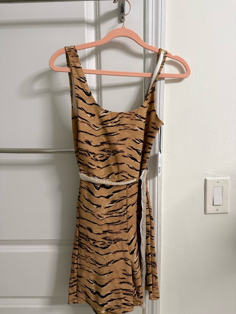 WeWoreWhat Tiger-Print Mini Dress in Tan and Black